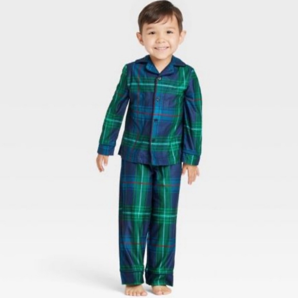 18m Toddler Wondershop At Target holiday Pajamas Set Plaid Green Red